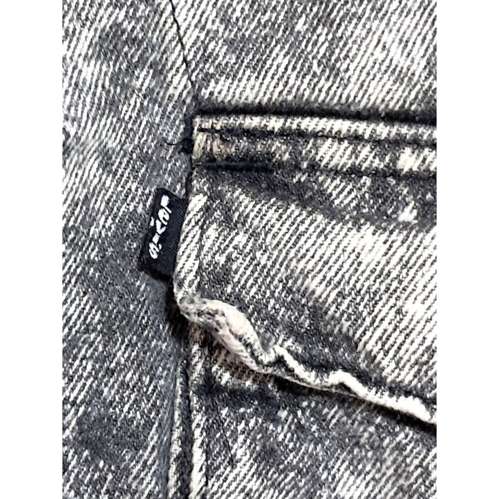 Vintage Levis Jean Jacket Acid Wash Black Denim Size L 1980s Epaulets Cropped - Picture 9 of 13